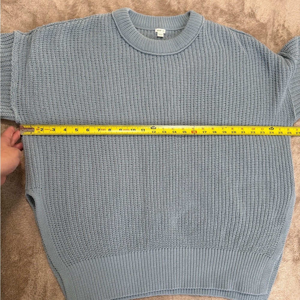 Aerie Oversized Blue Knit Sweater Slouchy Cozy Medium - Picture 10 of 12